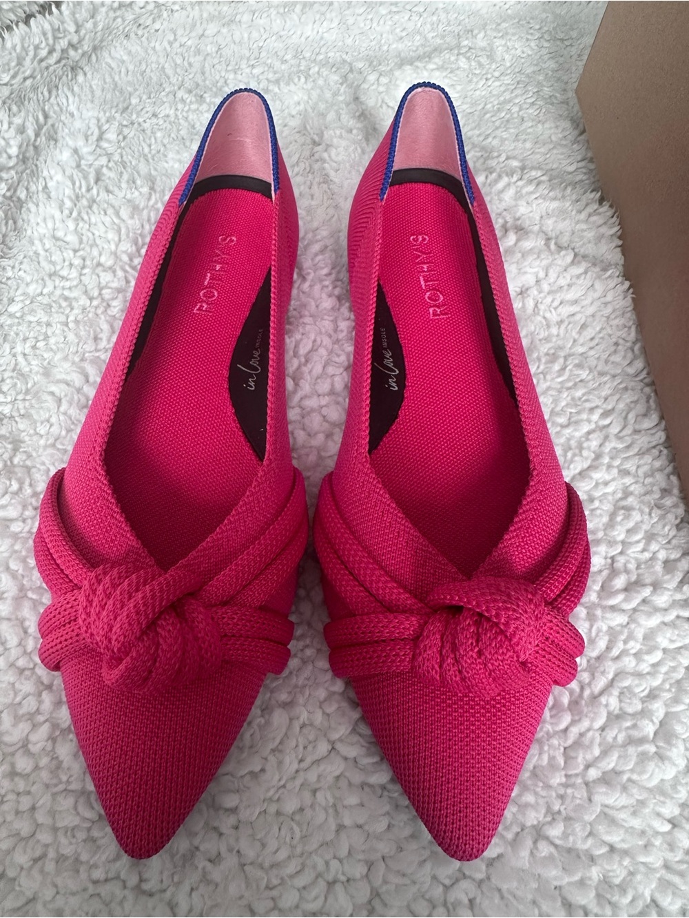 Rothy's Hot Pink Pointed-Toe Knot Flats - Picture 4 of 10